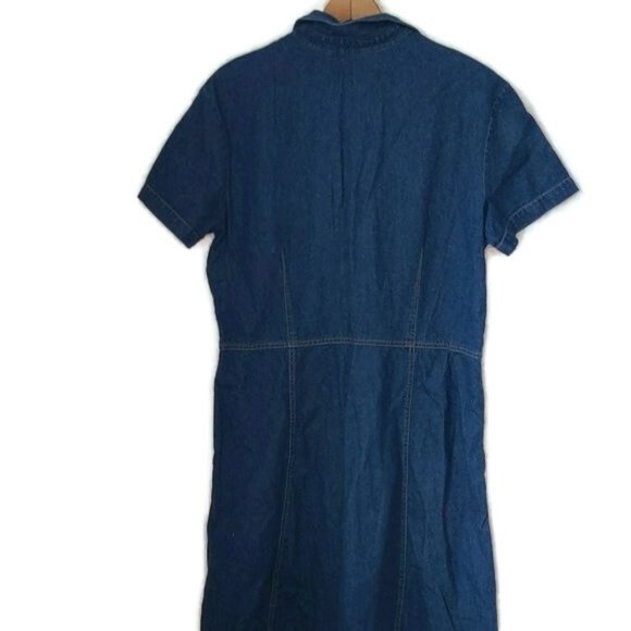 Talbots 14 Cotton Button Down Denim Look Dress - Picture 6 of 7